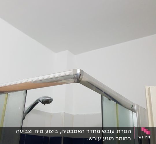 פינת מקלחת עם קירות צבועים בלבן